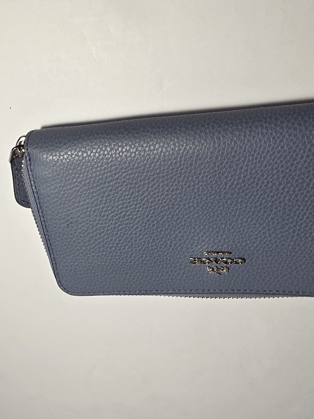 Coach Crossgrain Leather Accordion Zip Wallet Blue